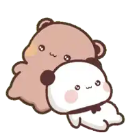 a brown bear and a white bear are hugging each other on a white background