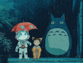 a cartoon character with a red umbrella that says ok