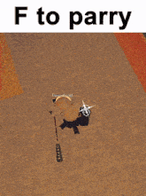 a screenshot of travis scott in a video game with the text f to parry
