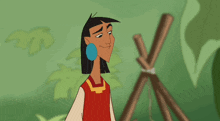 a cartoon character with a blue earring is smiling