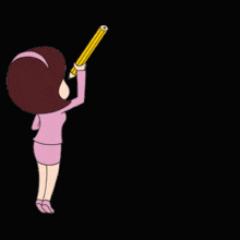 a cartoon drawing of a girl with a baseball bat