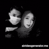 a black and white photo of a man and a woman with aivideogenerator.me in the corner