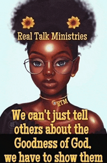 a poster for real talk ministries shows a woman with glasses