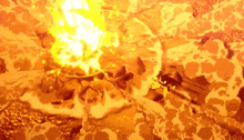 a cartoon drawing of a person surrounded by flames with the letters rc on the bottom right