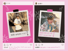 a pink and black polaroid with the words baby where u at written on it