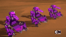 a robot from cartoon network is standing in a desert