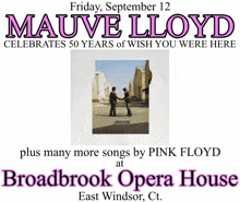 mauve lloyd celebrates 50 years of wish you were here at broadbrook opera house east windsor ct