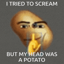 a potato is making a funny face with a middle finger .