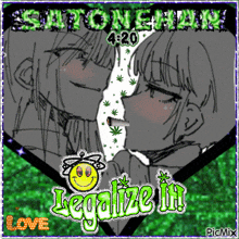 a drawing of a girl smoking a cigarette with the words legalize it