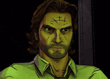 a cartoon of a man with a yellow face paint