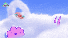a cartoon of gumball is flying through the air