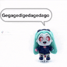 a stuffed toy with a speech bubble that says wede jude kamfro bagulado