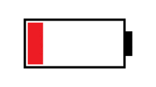 a black and white battery with a red stripe on the bottom .