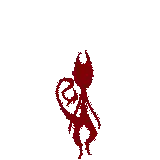 a pixel art drawing of a devil with horns on a white background