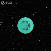 a green circle with a black stripe on it is surrounded by white lines and the word eco on the bottom