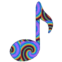 a colorful music note with a swirl design on it
