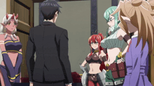 a group of anime characters including a man in a suit