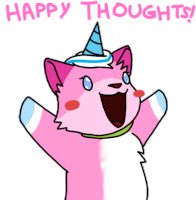 Happy Thoughts Unicorn Cat Sticker - Happy Thoughts Unicorn Cat Stickers