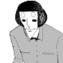 a black and white drawing of a man wearing a mask and a bow tie .
