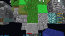 a screenshot of a minecraft game with a green block in the middle .