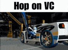 a picture of a car that says hop on vc on the bottom