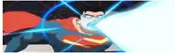 a cartoon of superman shooting a lightning bolt from his mouth