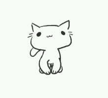 a black and white drawing of a cat standing on its hind legs .