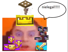 a picture of a person with a speech bubble that says nielegal !!!