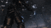 a person is swimming underwater with a sword