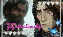 a picture of two men with the words " i love their gay situationship " on it