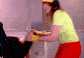 a blurry picture of a person wearing headphones