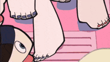 a cartoon drawing of a girl with a bandage on her leg