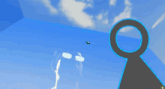 a black and white arrow with a blue circle behind it