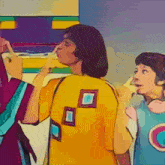 a cartoon drawing of a woman in a yellow top