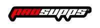 a black and red logo that says prosupps in white letters