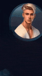 a picture of a man in a circle with the letter c behind him