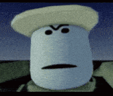 a cartoon character with an angry face and a white hat