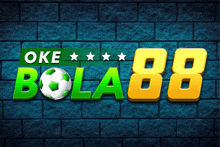 a brick wall with the words oke bola 88 written on it