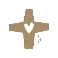 a drawing of a cross with a heart in the center