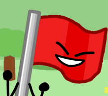 a red flag with a smiling face on it