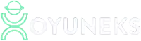 a logo for a company called oyuneks with a green circle and purple letters