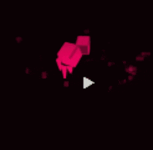 a close up of a pink robot with glowing eyes and a triangle on it 's head .