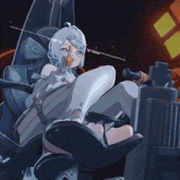 a girl in a white dress is sitting in a chair with her legs crossed