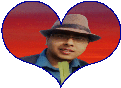 a man wearing a hat and glasses is inside of a heart