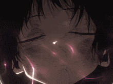 a close up of a person 's face with a lightning bolt coming out of it