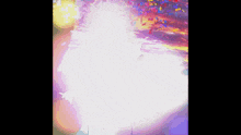 a cartoon character is standing in front of a sunset and confetti