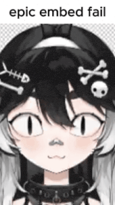 a close up of a person 's face with a skull and crossbones on her head .