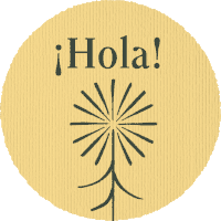 a sign that says hola with a flower in the center