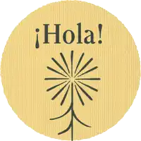 a sign that says hola with a flower in the center