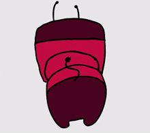 a cartoon drawing of a red and black object with antennas on it .